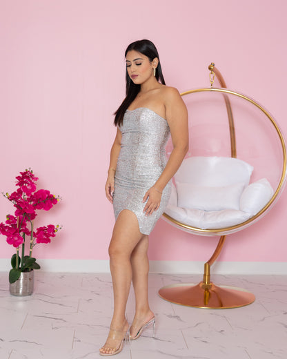 Silver Glitter Mini Dress