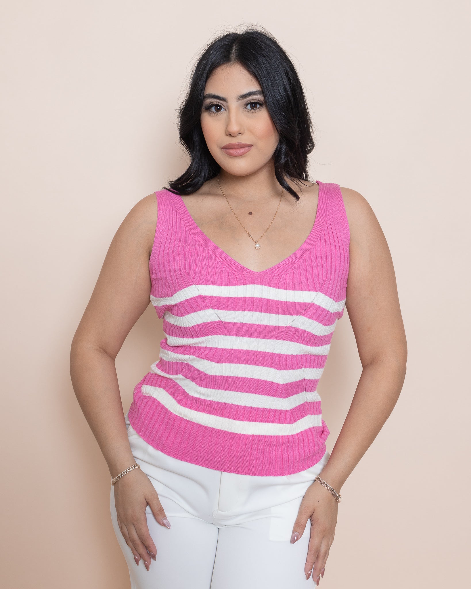 Ribbed V Neck Top