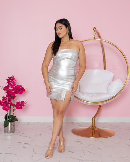 Silver Glitter Mini Dress