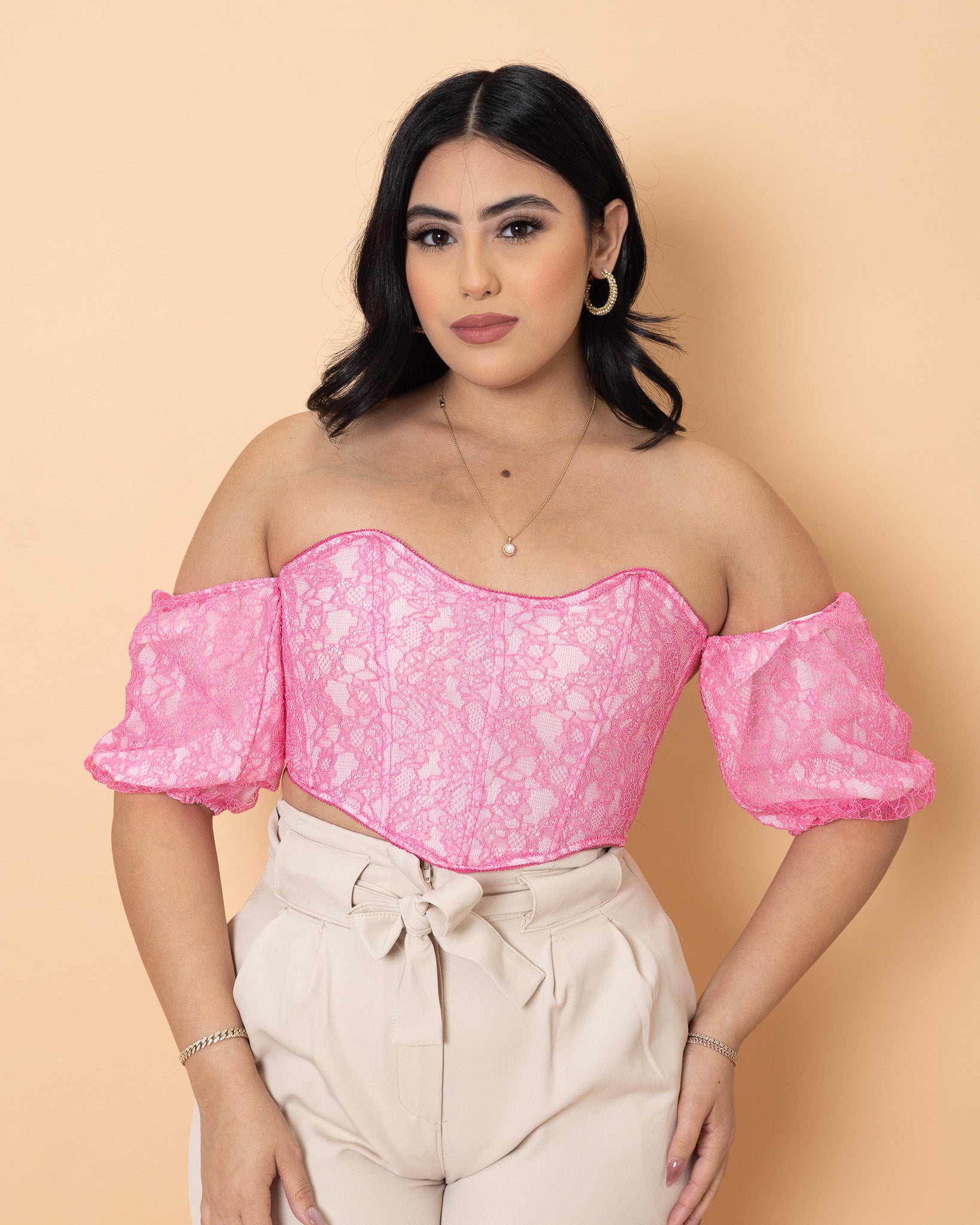 Leanne Laced Top (Pink)