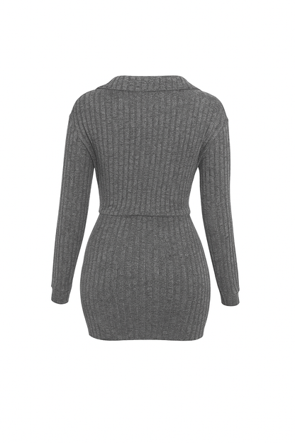 Cassie Ribbed Dress (Grey)