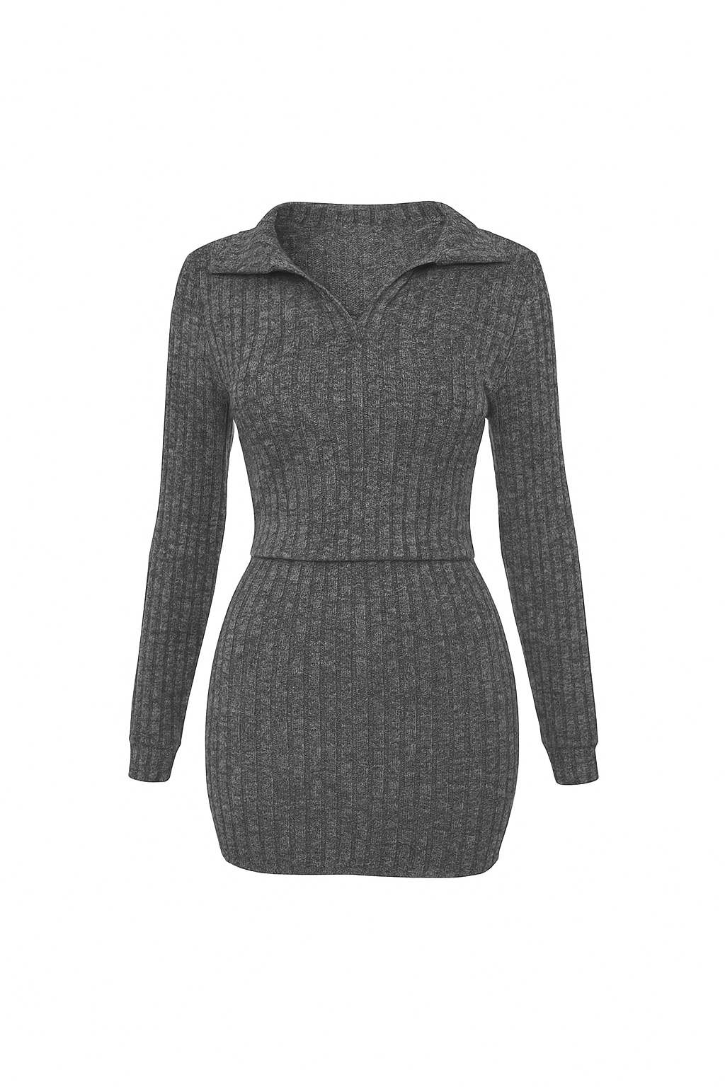 Cassie Ribbed Dress (Grey)