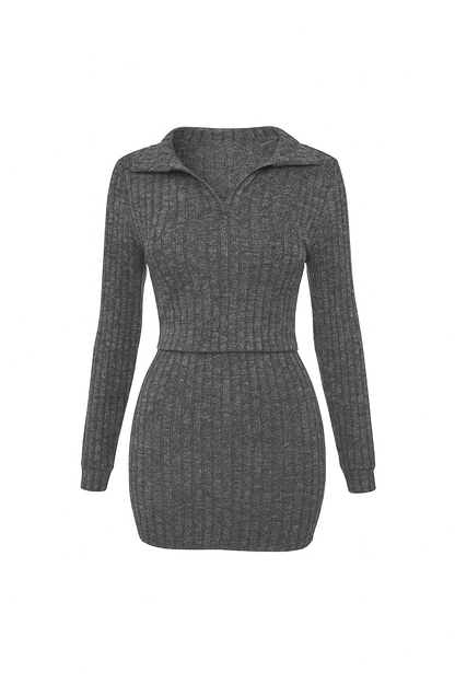 Cassie Ribbed Dress (Grey)