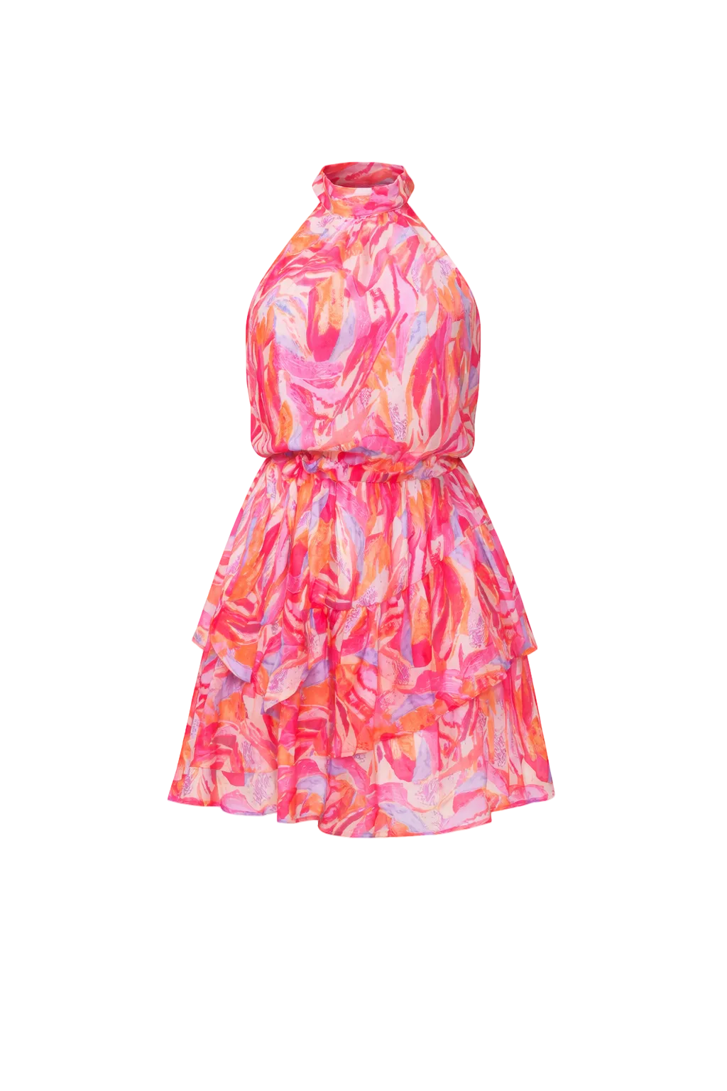 Ruffle Pink Print Dress