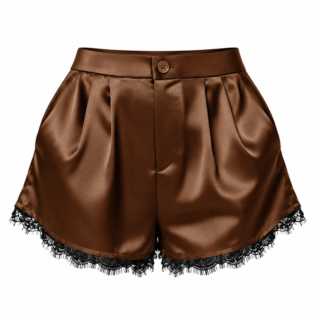 Brown Satin Shorts